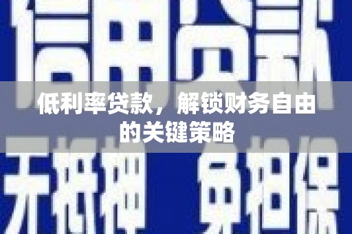 延津低利率贷款，解锁财务自由的关键策略