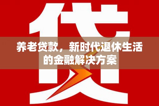 袁州养老贷款，新时代退休生活的金融解决方案